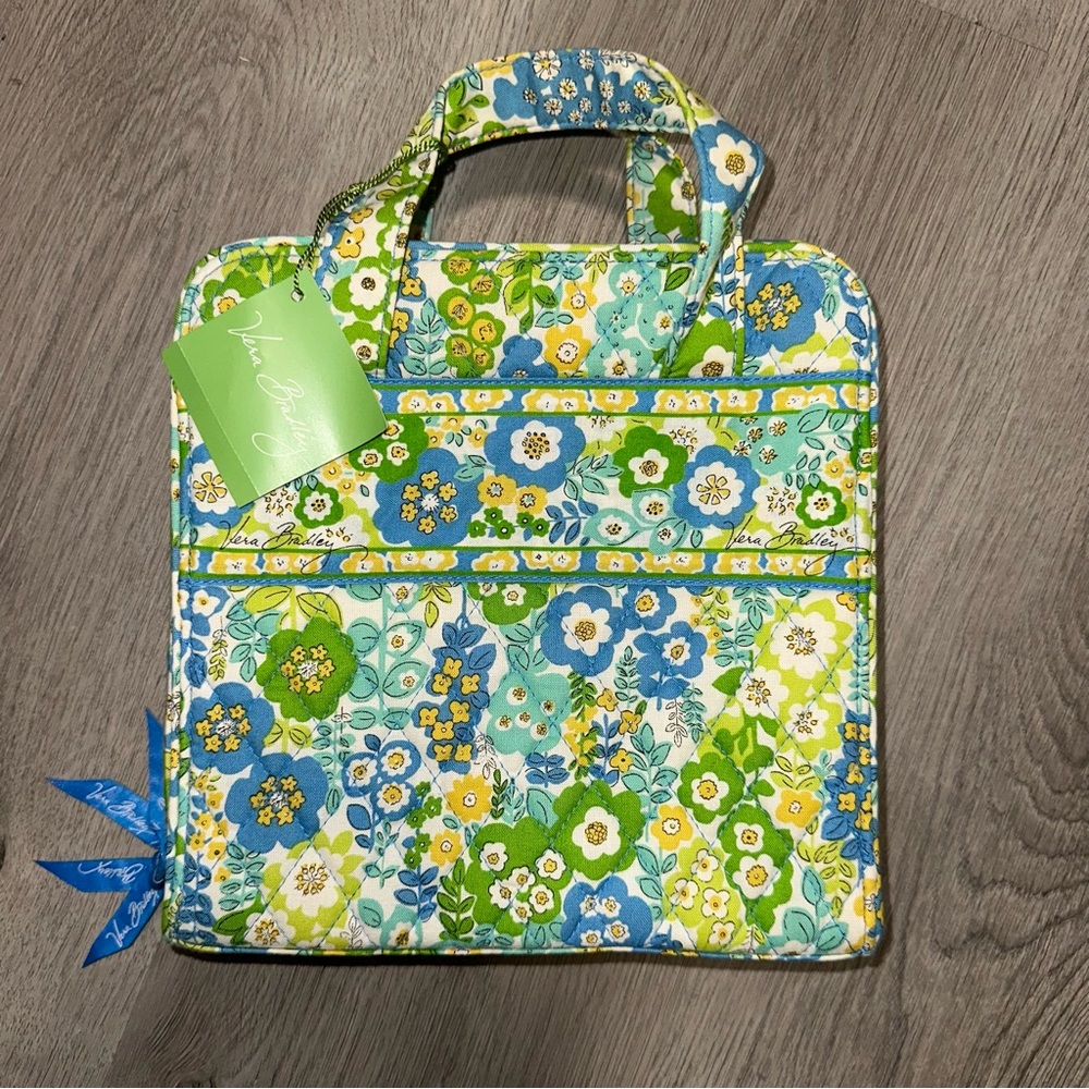 NWT VERA BRADLEY English Meadow Travel Bag Tech Organizer Turquiose Floral